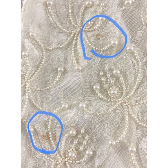 Vintage Gloria Vanderbilt Women's Ivory Lace Beaded Wedding Dress - 1XL - Picture 4 of 13